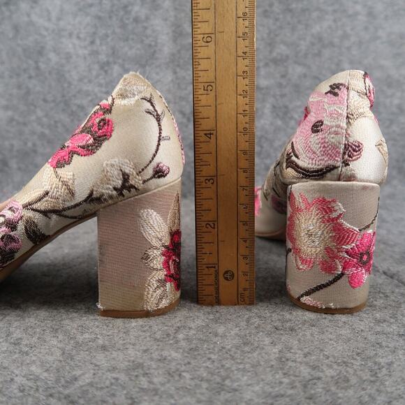 Kelly & Katie Shoes Womens 7 Floral Pump Block Heel Slip On Fashion Event Formal - Picture 7 of 14